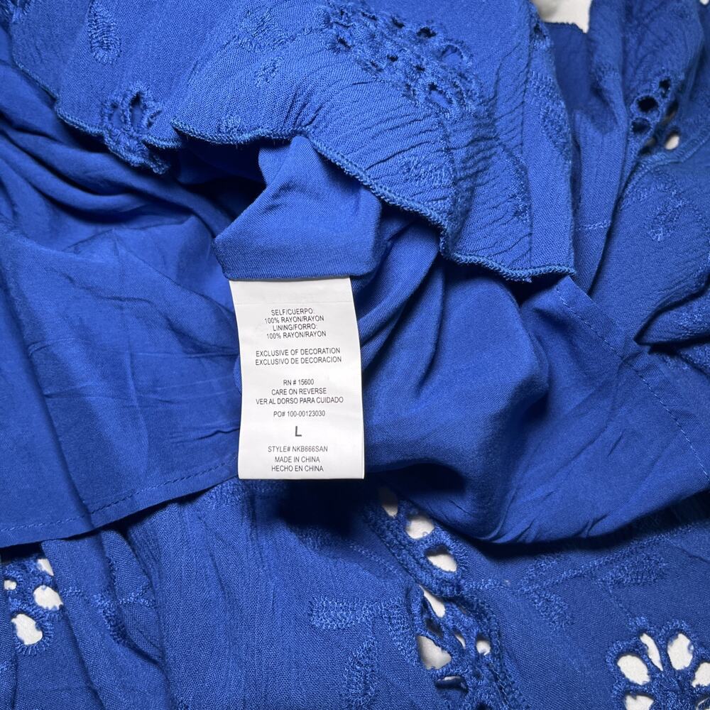 Rewind Womens Size Large Royal Blue Skirt Embroidered Floral Pull On Elastic NEW - Picture 4 of 9